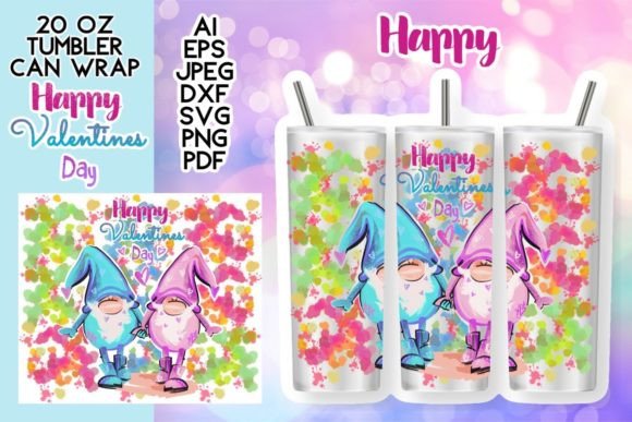 20 Oz Tumbler Gnomes Valentines Day SVG