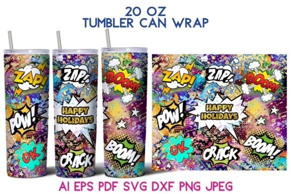 20 Oz Tumbler Happy Holiday Comics SVG