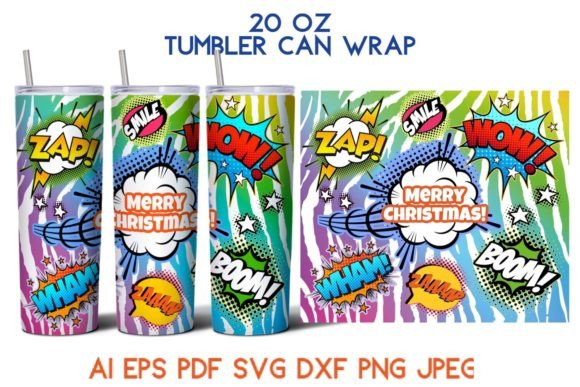 20 Oz Tumbler Merry Christmas Comics SVG