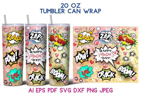 20 Oz Tumbler Valentine’s Day Comics SVG