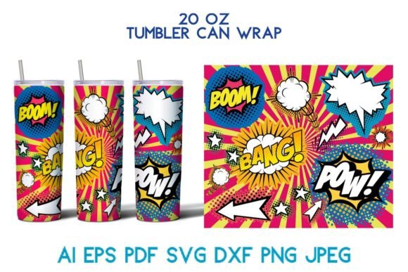 20 Oz Tumbler Wrap Comics Cartoon SVG