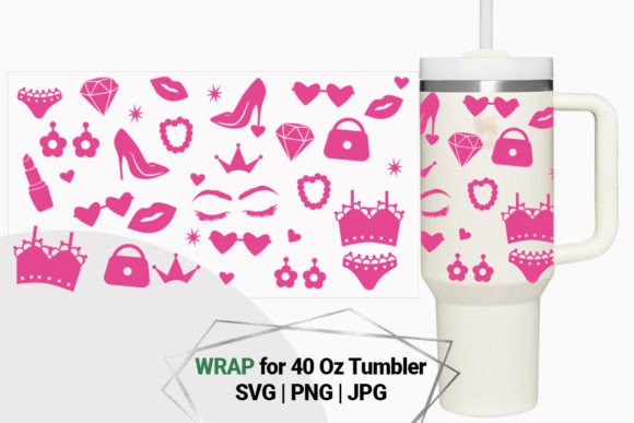Barbiecore Print Wrap for 40 Oz Tumbler