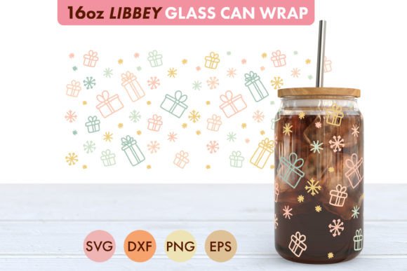 Christmas Gift Box SVG 16 Oz Libbey Cup