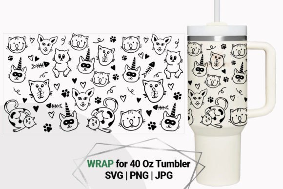 Cute Cats Wrap for 40 Oz Tumbler