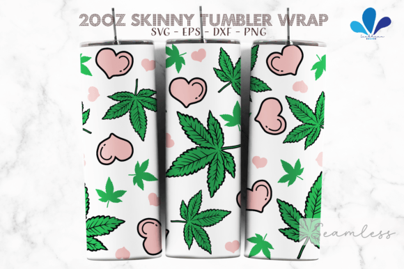 Cute Doodle Weed Heart Skinny SVG Wrap