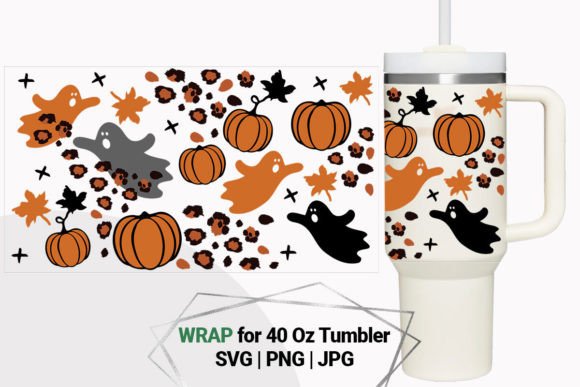 Ghost Halloween Wrap for 40 Oz Tumbler