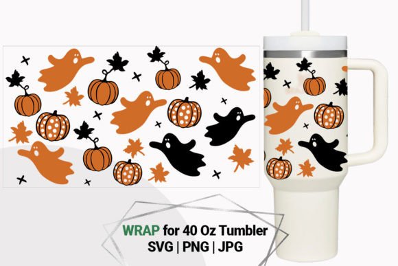 Ghost, Pumpkin Wrap for 40 Oz Tumbler