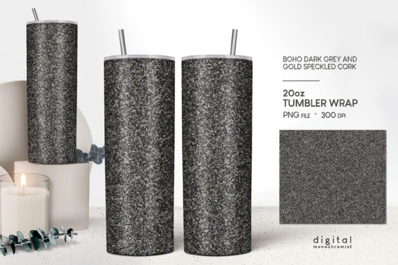 Gold Flaked Grey Cork Tumbler Wrap PNG