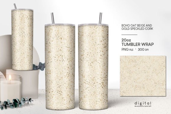 Gold Flaked Oat Beige Cork Tumbler Wrap