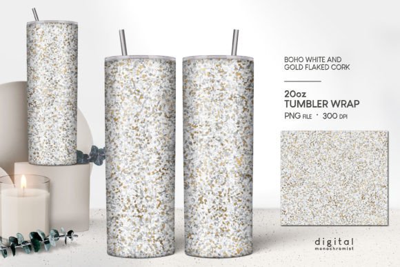 Gold Flaked White Cork Tumbler Wrap PNG