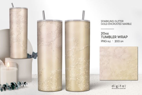 Gold Marble Lilac Glitter Tumbler Wrap