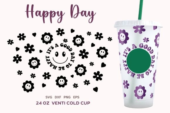 Happy Face SVG Venti Cold Cup 24oz