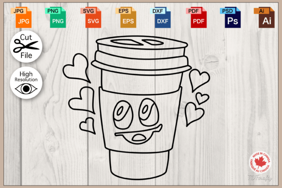 Happy to Go Coffee Cup Outline