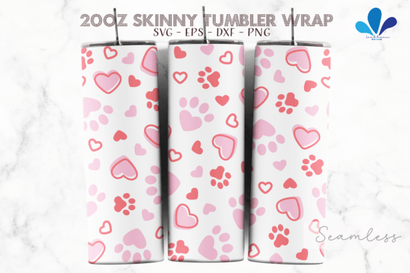 Heart Paw Print Straight Skinny SVG Wrap