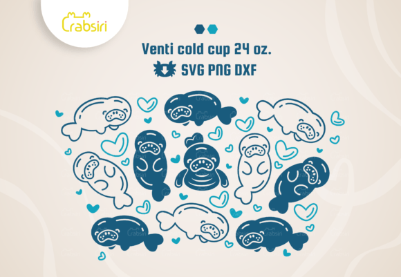 Manatee Cold Cup No Hole 24oz SVG