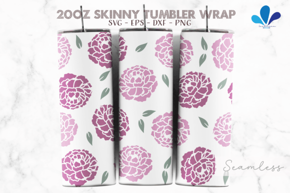 Peony Love Flower Seamless SVG Wrap