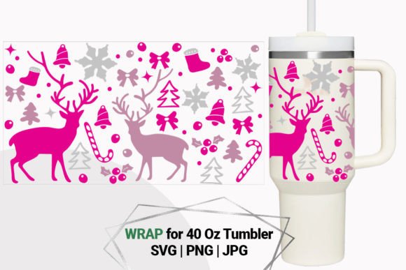 Pink Christmas Wrap for 40 Oz Tumbler