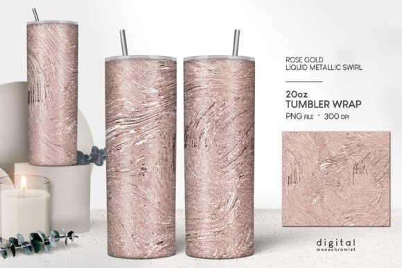 Rose Gold Swirl Tumbler Wrap PNG