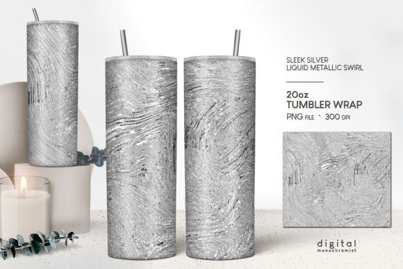 Silver Swirl Tumbler Wrap PNG