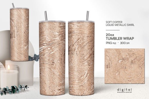 Soft Copper Swirl Tumbler Wrap PNG