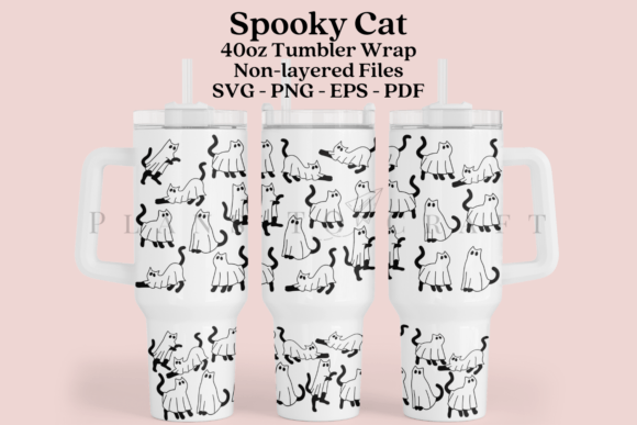 Spooky Cat 40oz Tumbler Sublimation Wrap