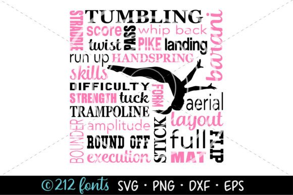 Tumbling Tumbler Word Art Graphic SVG