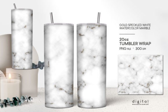 White Marble Gold Specks Tumbler Wrap