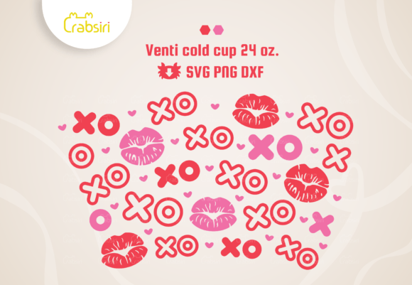 XOXO Kisses Cold Cup No Hole 24oz SVG
